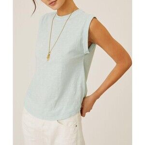 Anthropologie Pilcro Roll-Sleeve Tank Tunic Top Mint Cotton Sleeveless XS 258572